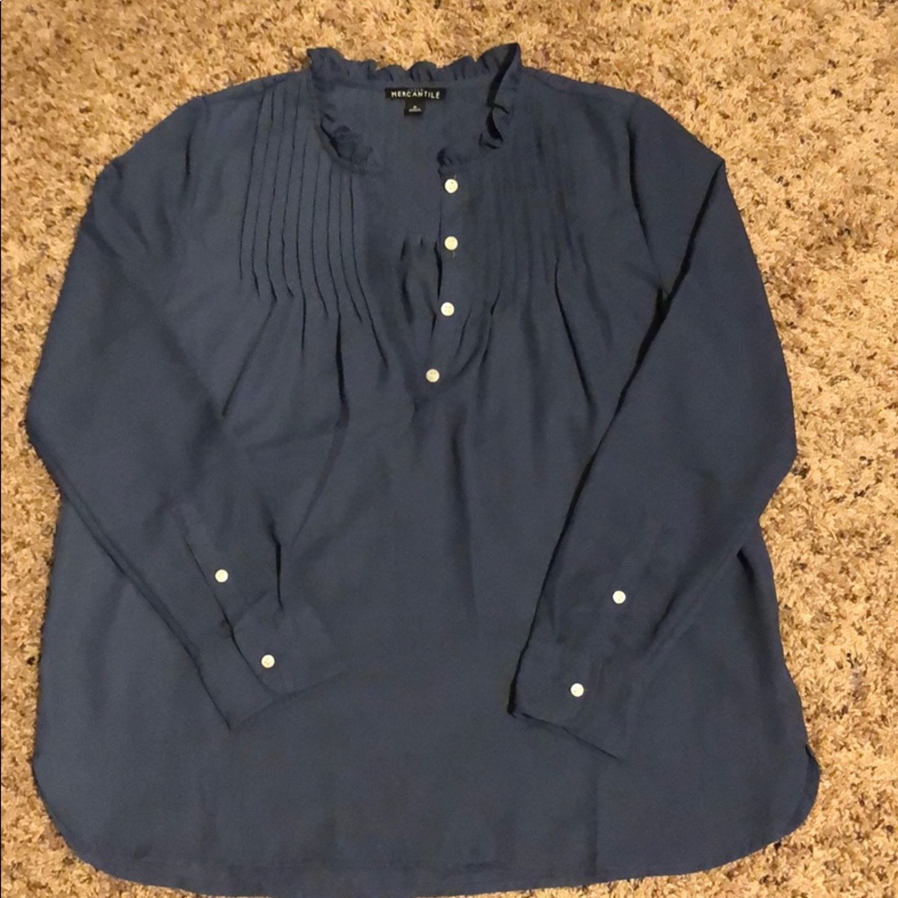 J. Crew Size 0 Dusty Blue Popover Top